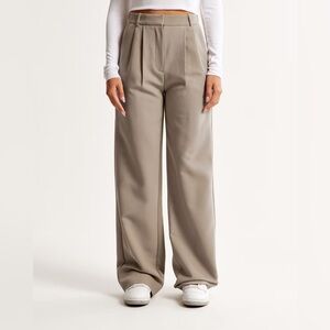 NWT Abercrombie & Fitch Sloane Tailored Wide Leg Pant High Rise in Taupe Size 16